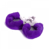 Наручники металеві Roomfun з товстим фіолетовим хутром FURRY CuffS