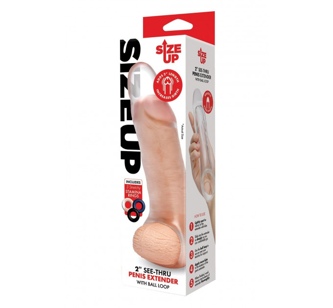 Насадка удлиняющая с эрекционными кольцами SIZE UP прозрачная