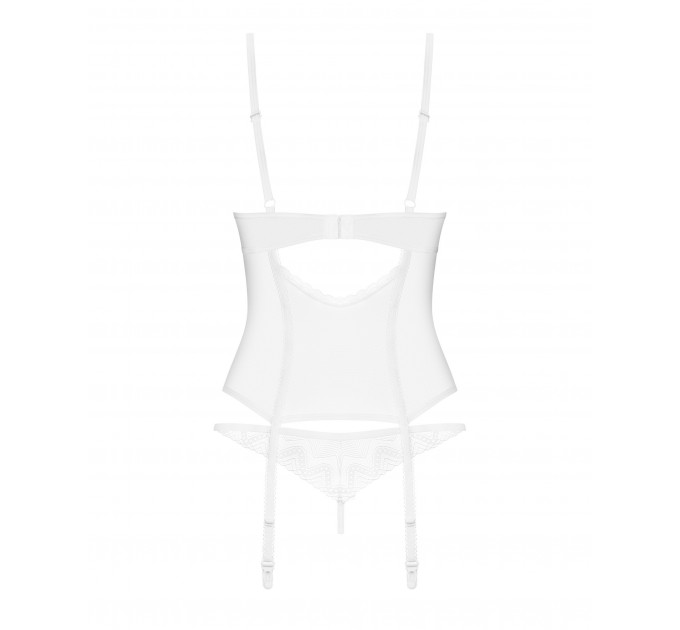 Прозрачный корсет и стринги Obsessive Alissium corset & thong белые, XS/S