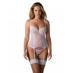 Прозрачный корсет и стринги Obsessive Alissium corset & thong белые, XS/S