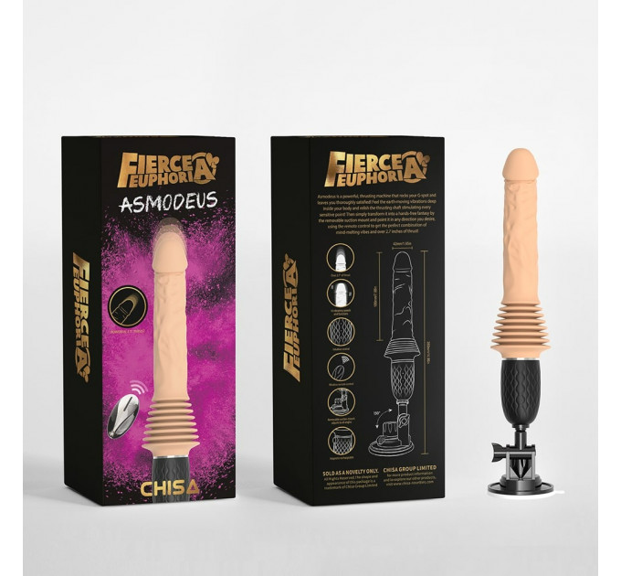 Реалістичний вібратор із фрикціями Chisa Fierce Euphoria Asmodeus з пультом, 30 см х 4.2 см