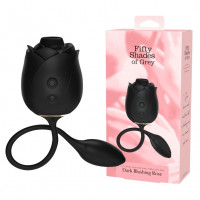 Стимулятор клитора с эффектом всасывания и вибрирующим яйцом Fifty Shades of Grey в виде розы,черный