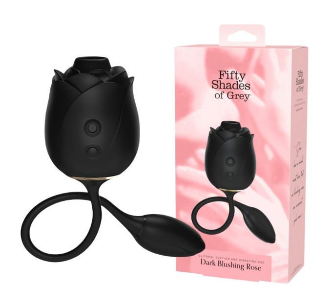Стимулятор клітора з ефектом всмоктування та вібруючим яйцем Fifty Shades of Grey у вигляді троянди, чорний
