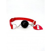 Силіконовий кляп з ланцюжком DS Fetish, M, червоний/чорний