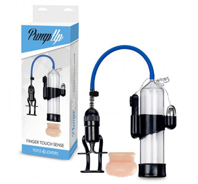 Вакуумная помпа мужская с мастурбатором Toyz4lovers Easy Touch Sense, прозрачно-черная