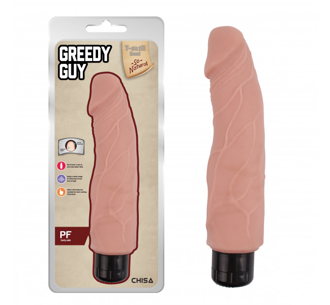 Вибромассажер из киберкожи Chisa T-skin ReaL Greedy Guy на батарейках, бежевый