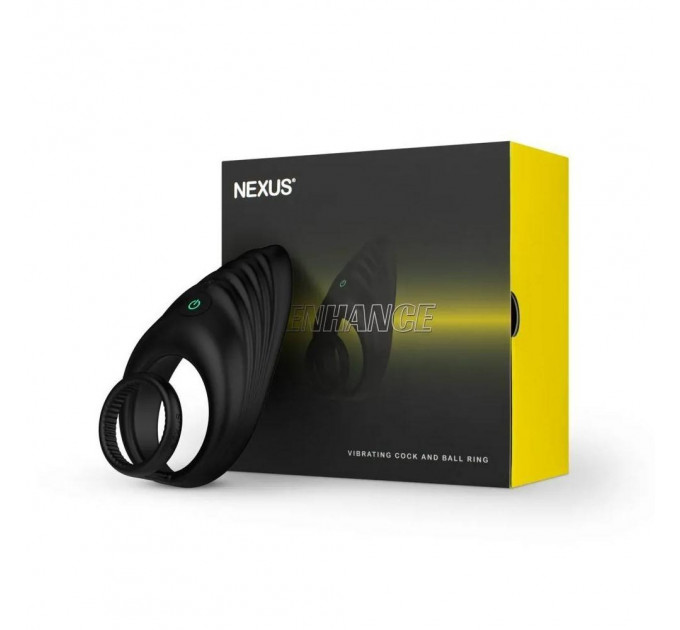 Вибро-эрекционное кольцо Nexus Enhance с петлей на мошонку, с рельефным стимулятором, черное