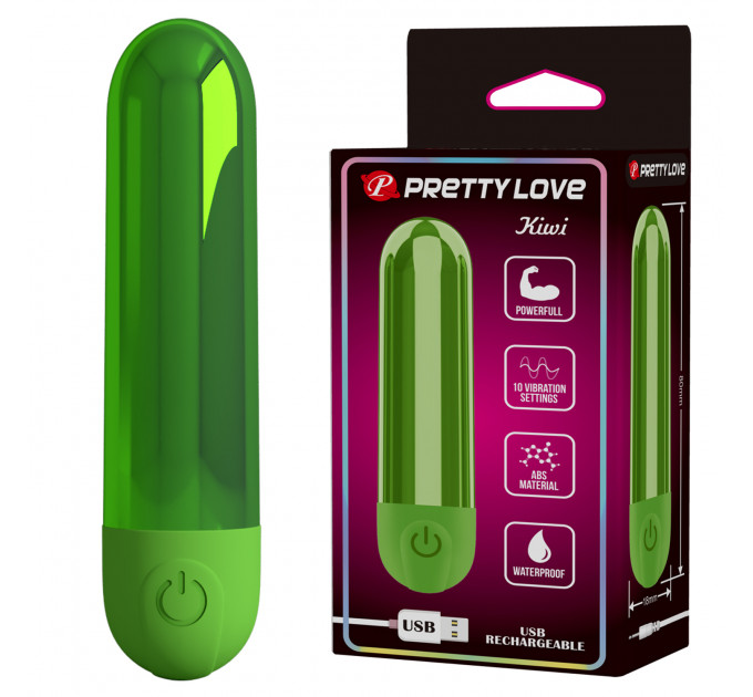 Вибропуля 10 вибраций PRETTY LOVE Kiwi глянцевая, красная, 8 х 1.8 см