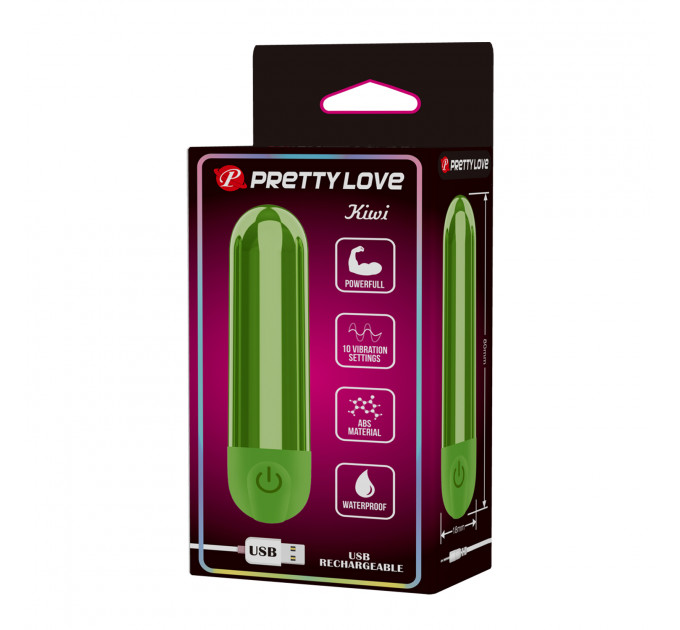 Вибропуля 10 вибраций PRETTY LOVE Kiwi глянцевая, красная, 8 х 1.8 см