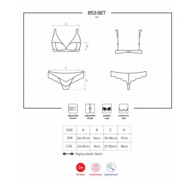 Элегантный кружевной комплект Obsessive 853-SET-2 белый, L/XL