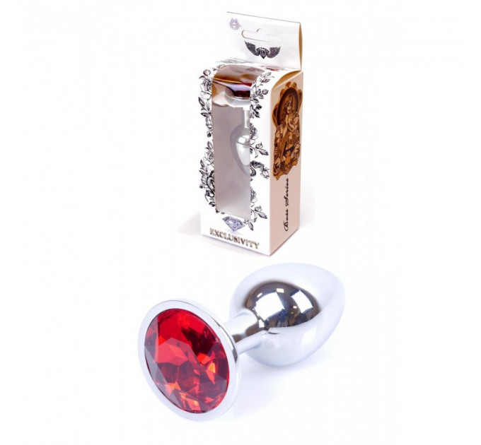 Анальна пробка з каменем Plug-Jewellery Silver PLUG- Red розмір S