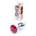 Анальна пробка з каменем Plug-Jewellery Silver PLUG- Red розмір S
