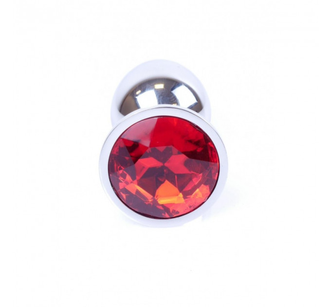 Анальна пробка з каменем Plug-Jewellery Silver PLUG- Red розмір S