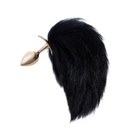 Анальна пробка з хвостиком лисиці Romfun Fox Tail чорний/золотий