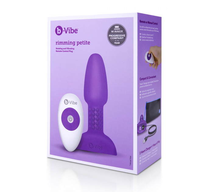 Анальная пробка с римминг эффектом и пультом B-VIBE RIMMING PETITE, фиолетовая