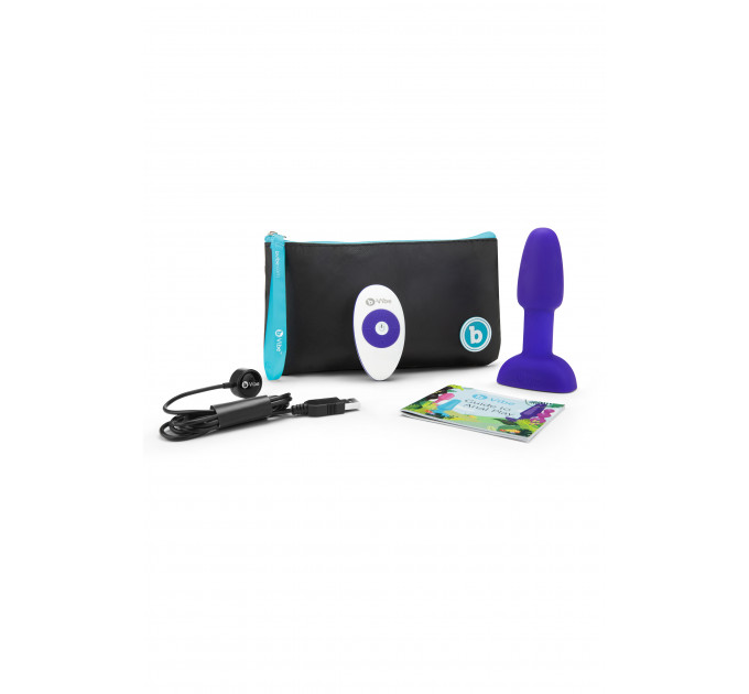 Анальная пробка с римминг эффектом и пультом B-VIBE RIMMING PETITE, фиолетовая