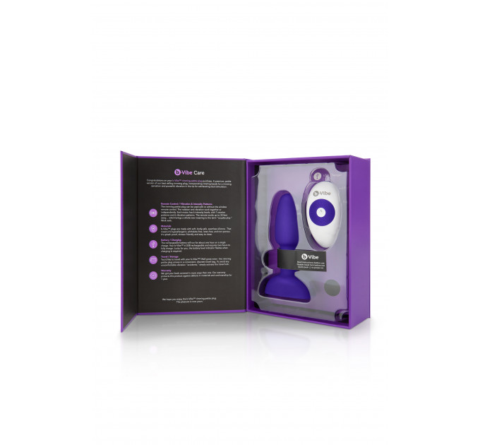 Анальная пробка с римминг эффектом и пультом B-VIBE RIMMING PETITE, фиолетовая