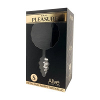 Анальна рельєфна пробка Alive Anal Pleasure із чорним хвостиком, М