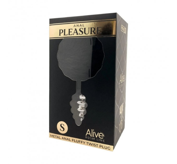 Анальная рельефная пробка Alive Anal Pleasure с черным хвостиком, М