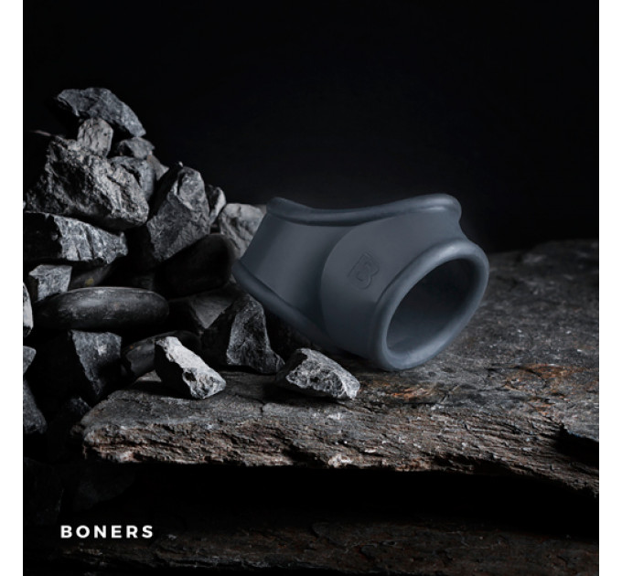 Эрекционное кольцо Boners Cocksling на член на мошонку, серое
