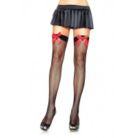 Чулки в сеточку с красным бантом Leg Avenue Fishnet Thigh Highs With Bow O/S Чулки в сеточку с красным бантом Leg Avenue Fishnet Thigh Highs With Bow O/S