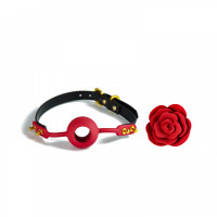 Кляп троянда із силікону та італійської шкіри Rose Ball Gag UPKO