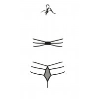Комплект белья со стреп-лентами RITA SET WITH OPEN BRA black S/M - Passion
