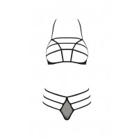Комплект белья со стреп-лентами RITA SET WITH OPEN BRA black S/M - Passion