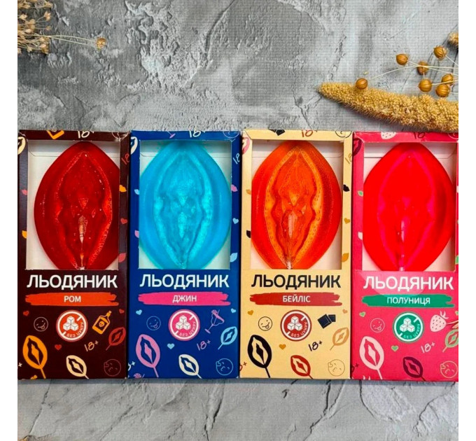 Льодяник на паличці у формі вагіни VidDushi SHE зі смаком Ром (без цукру), 17 гр