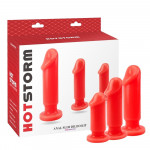 Набір анальних пробок Chisa Hotstorm Anal Slim Dildo Kit з віброкулею в комплекті, червоний