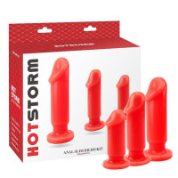 Набір анальних пробок Chisa Hotstorm Anal Slim Dildo Kit з віброкулею в комплекті, червоний Набір анальних пробок Chisa Hotstorm Anal Slim Dildo Kit з віброкулею в комплекті, червоний