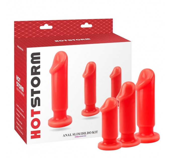 Набір анальних пробок Chisa Hotstorm Anal Slim Dildo Kit з віброкулею в комплекті, червоний