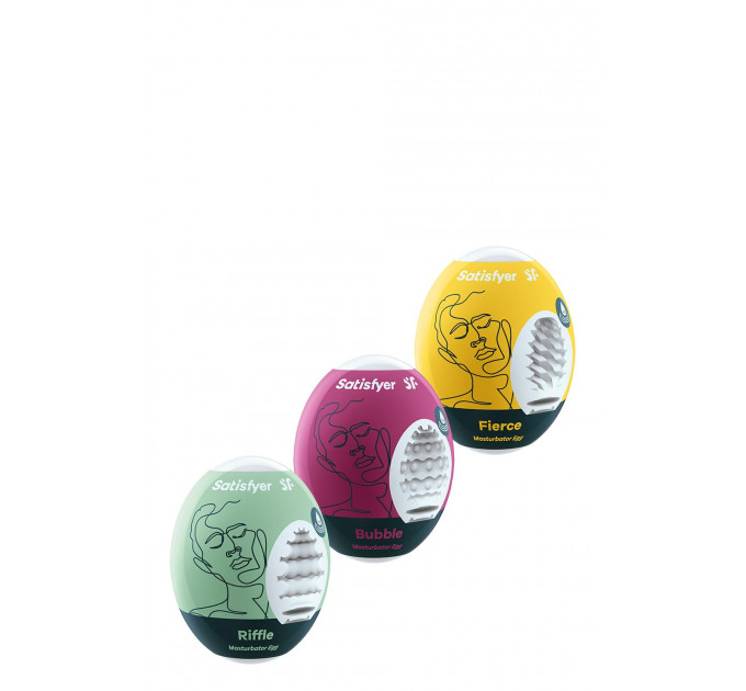 Набір мастурбаторов Satisfyer Masturbator Egg 3er Set Riffle,Bubble,Fierce