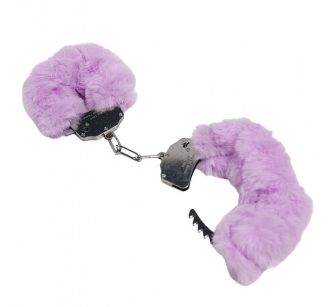 Наручники металл с мехом Plush handcuffs, фиолетовые