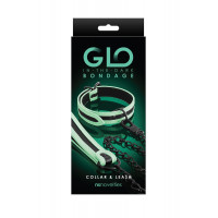 Ошейник с поводком NS Novelties GLO Bondage Collar And Leash Green светящиеся в темноте