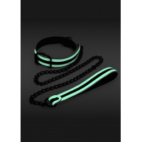 Нашийник з повідцем NS Novelties GLO Bondage Collar And Leash Green світяться в темряві