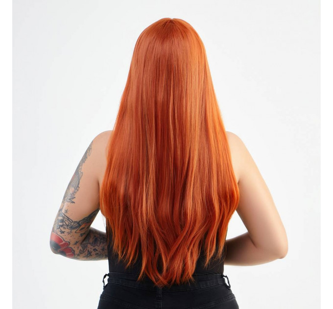 Перука з чубчиком довгий прямий Fetish Hair рудий, 60 см