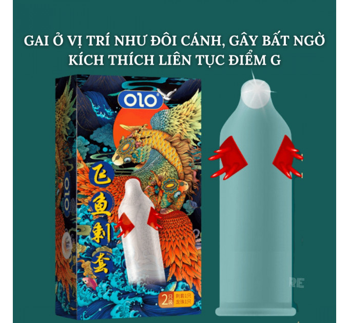 Презервативы с усиками OLO FLYING KOI (в комплекте 1 презерватив + 1 шарик)