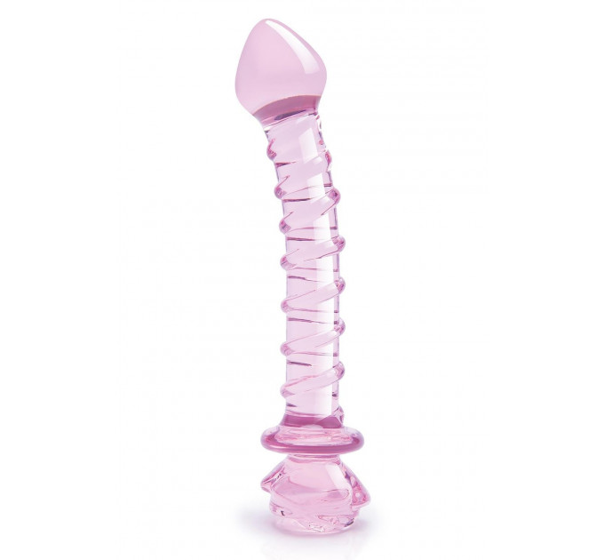 Спіральний фалоімітатор для точки G зі скла Dream Toys Glaze Glass у формі бутона троянди