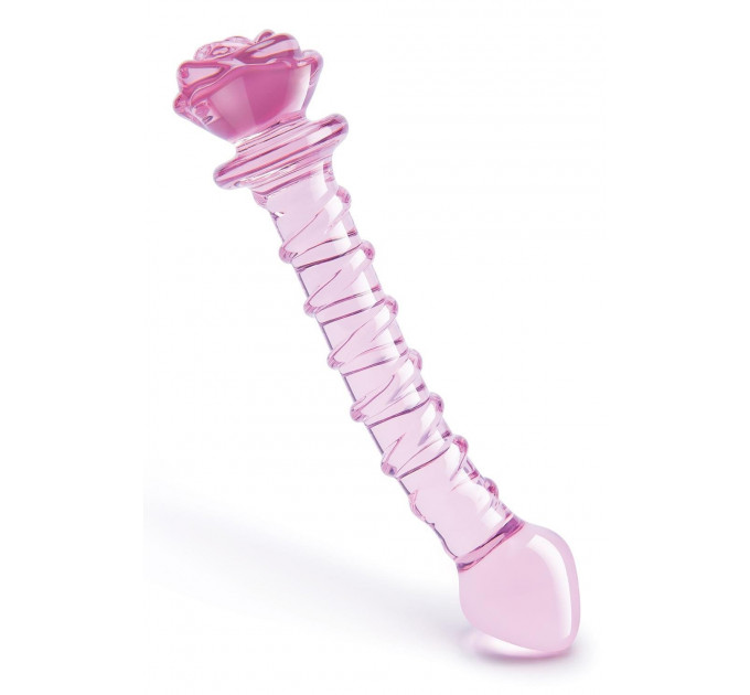 Спіральний фалоімітатор для точки G зі скла Dream Toys Glaze Glass у формі бутона троянди