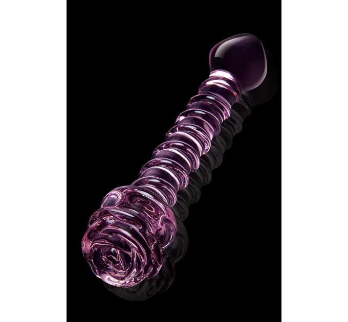 Спіральний фалоімітатор для точки G зі скла Dream Toys Glaze Glass у формі бутона троянди