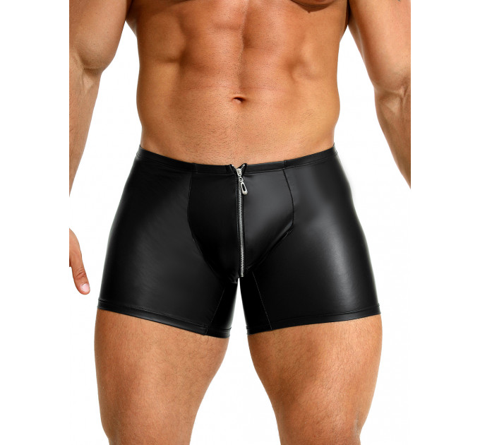 Труси на блискавці, чоловічі Star Night з імітацією шкіри, чорні, L