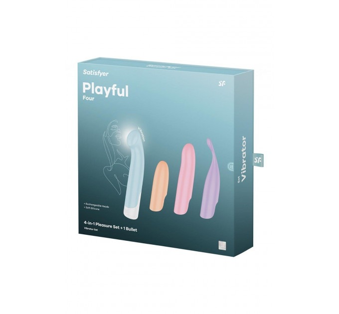 Универсальный набор для интимной стимуляции Satisfyer Playful Four с 4 разноцветными насадками