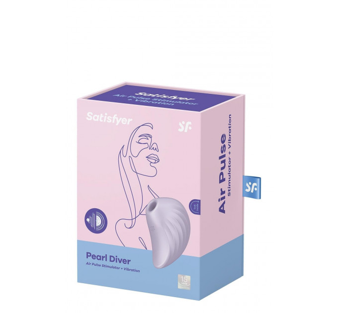 Вакуумний стимулятор Satisfyer Pearl Diver для клітора, з вібрацією, фіолетовий.