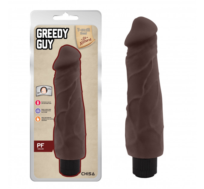 Вибромассажер реалистичный из киберкожи Chisa T-skin ReaL Greedy Guy, коричневый