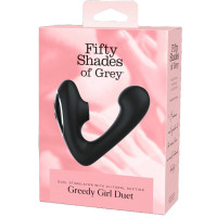 Вибратор-дуэт Fifty Shades of Grey Greedy Girl вакуумная стимуляция и точка G, черный