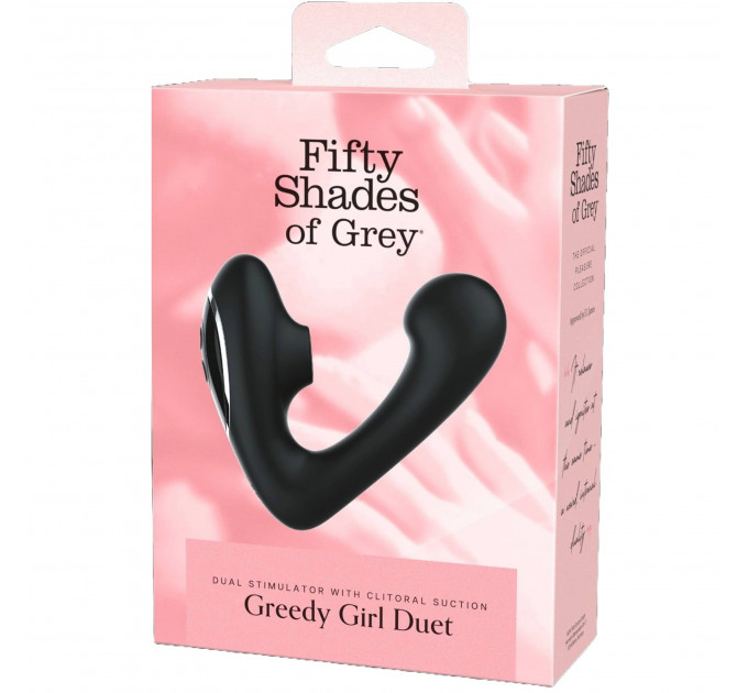 Вибратор-дуэт Fifty Shades of Grey Greedy Girl вакуумная стимуляция и точка G, черный