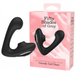 Вібратор-дует Fifty Shades of Grey Greedy Girl вакуумна стимуляція та точка G, чорний