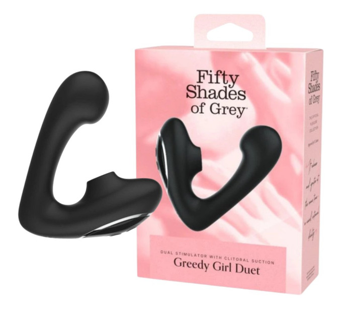 Вібратор-дует Fifty Shades of Grey Greedy Girl вакуумна стимуляція та точка G, чорний