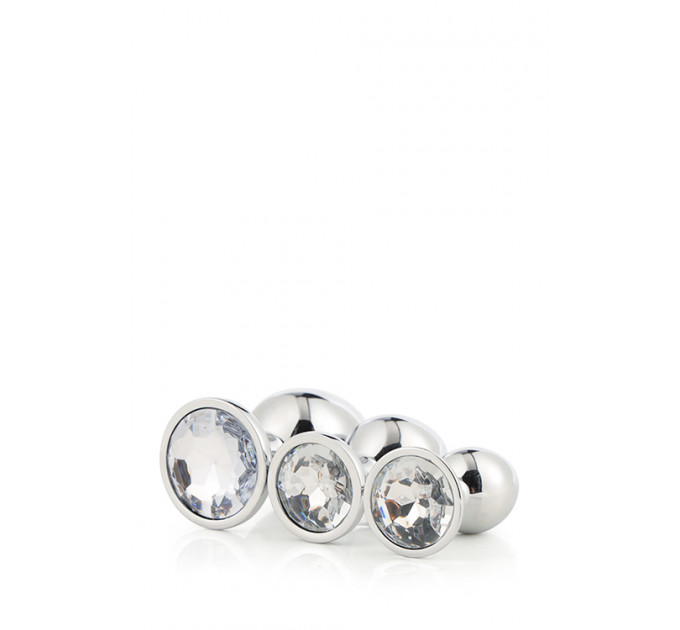 Набір анальних пробок Dream Toys GLEAMING LOVE SILVER PLUG SET